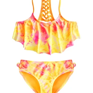 Breaking Waves Big Girls 2-Pc. Tie Dye Burst Yellow 12