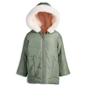 First Impressions Baby Girls Faux-Fur-Trim Hoode Artichoke 6-9 months